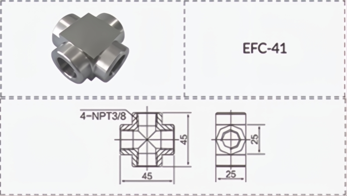 4 Way Connector - Female 3/8
